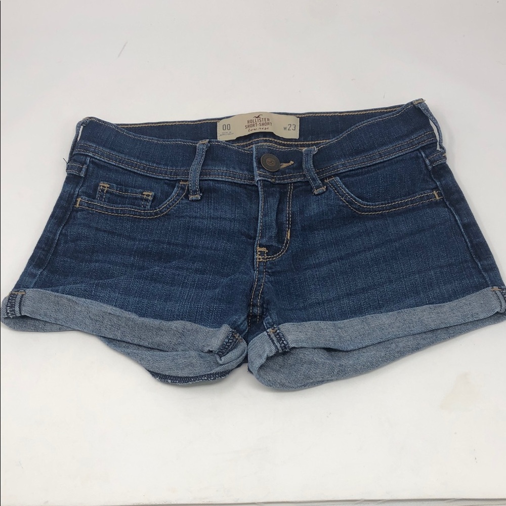 Hollister Dark Blue Short-Short Low Rise Jean Shorts